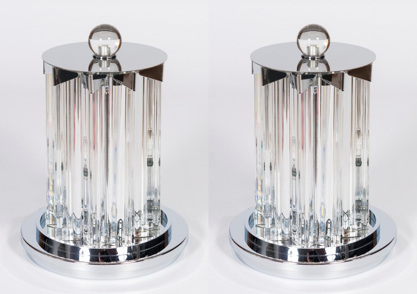 Italian Modern Pair of Table Lamps in Murano Glass  Clear Color, Giovanni Dalla Fina For Sale