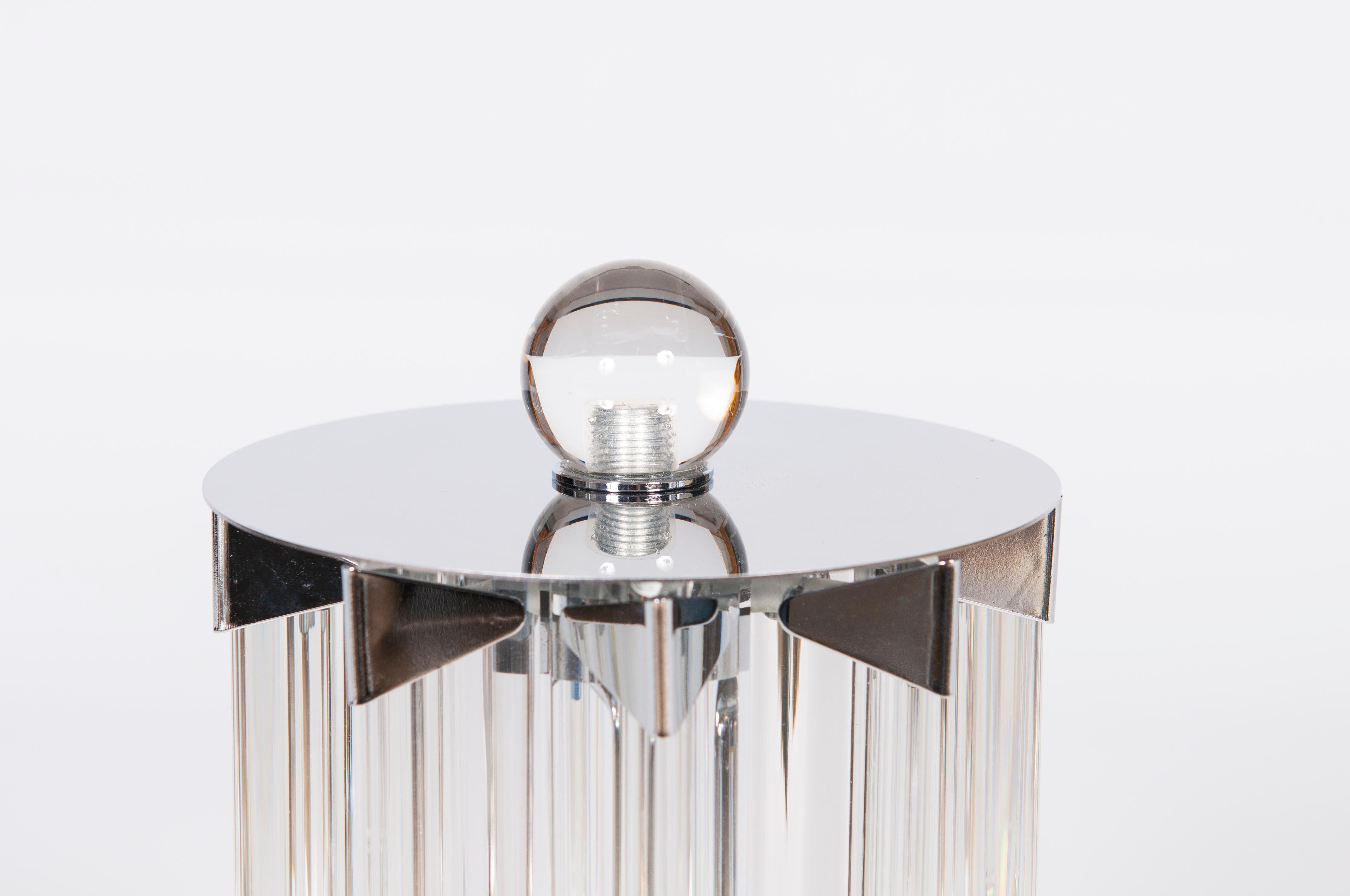 Contemporary Modern Pair of Table Lamps in Murano Glass  Clear Color, Giovanni Dalla Fina For Sale