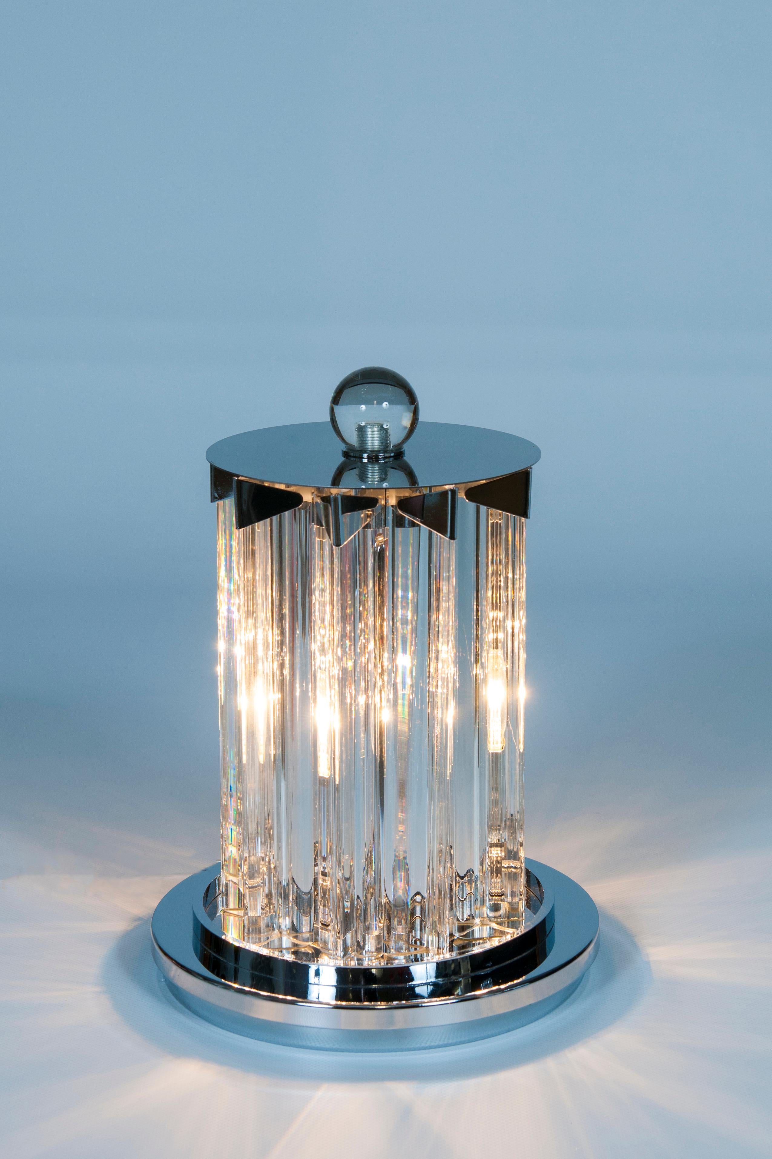 Modern Pair of Table Lamps in Murano Glass  Clear Color, Giovanni Dalla Fina For Sale 3