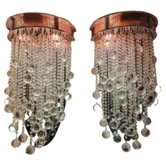 Retro Modern Pair of Crystal Todd Rugee Sconces