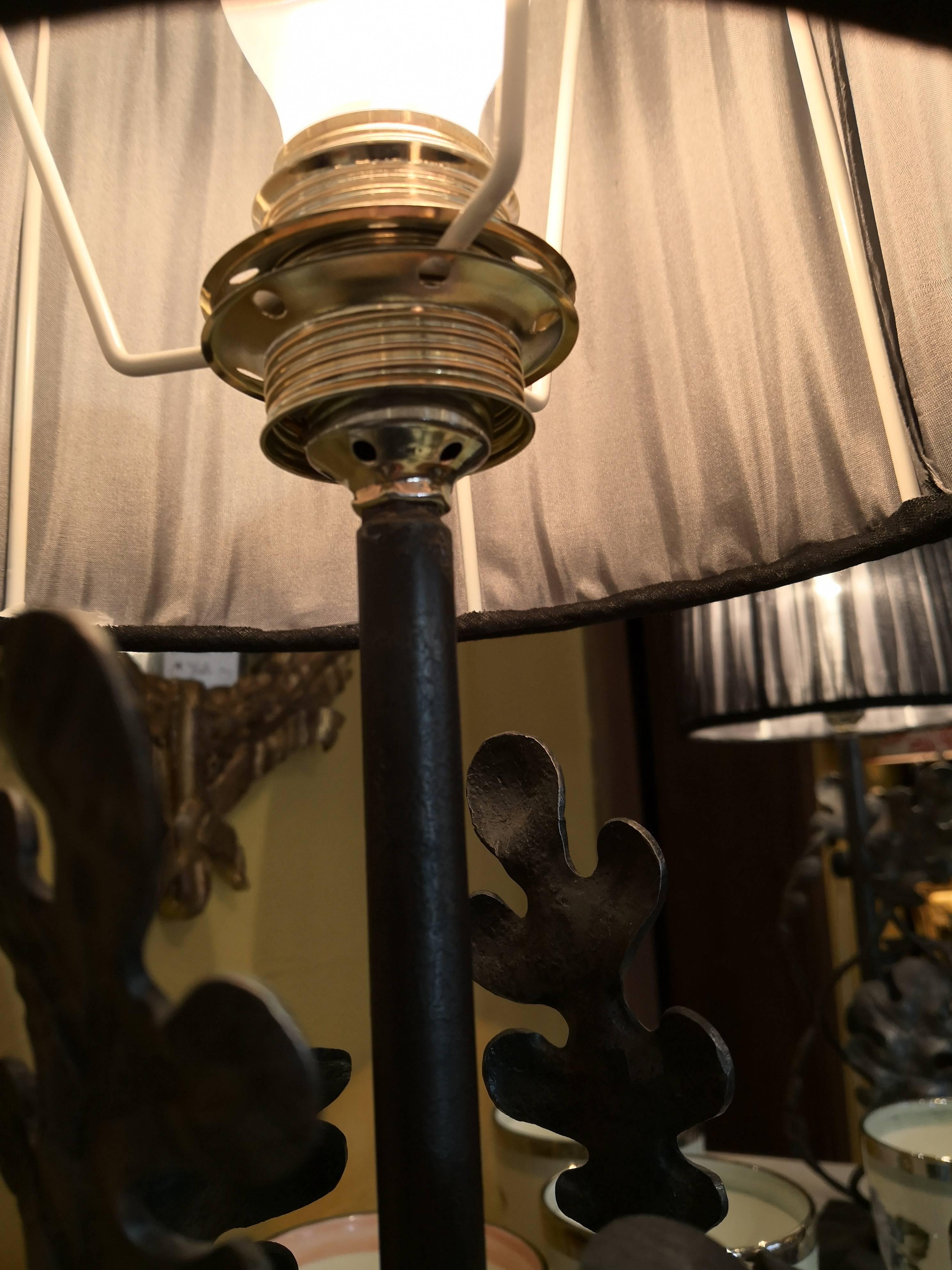 Hand-Crafted  Pair of Iron Table Lamps Handmade Austria with Black Organza Shades