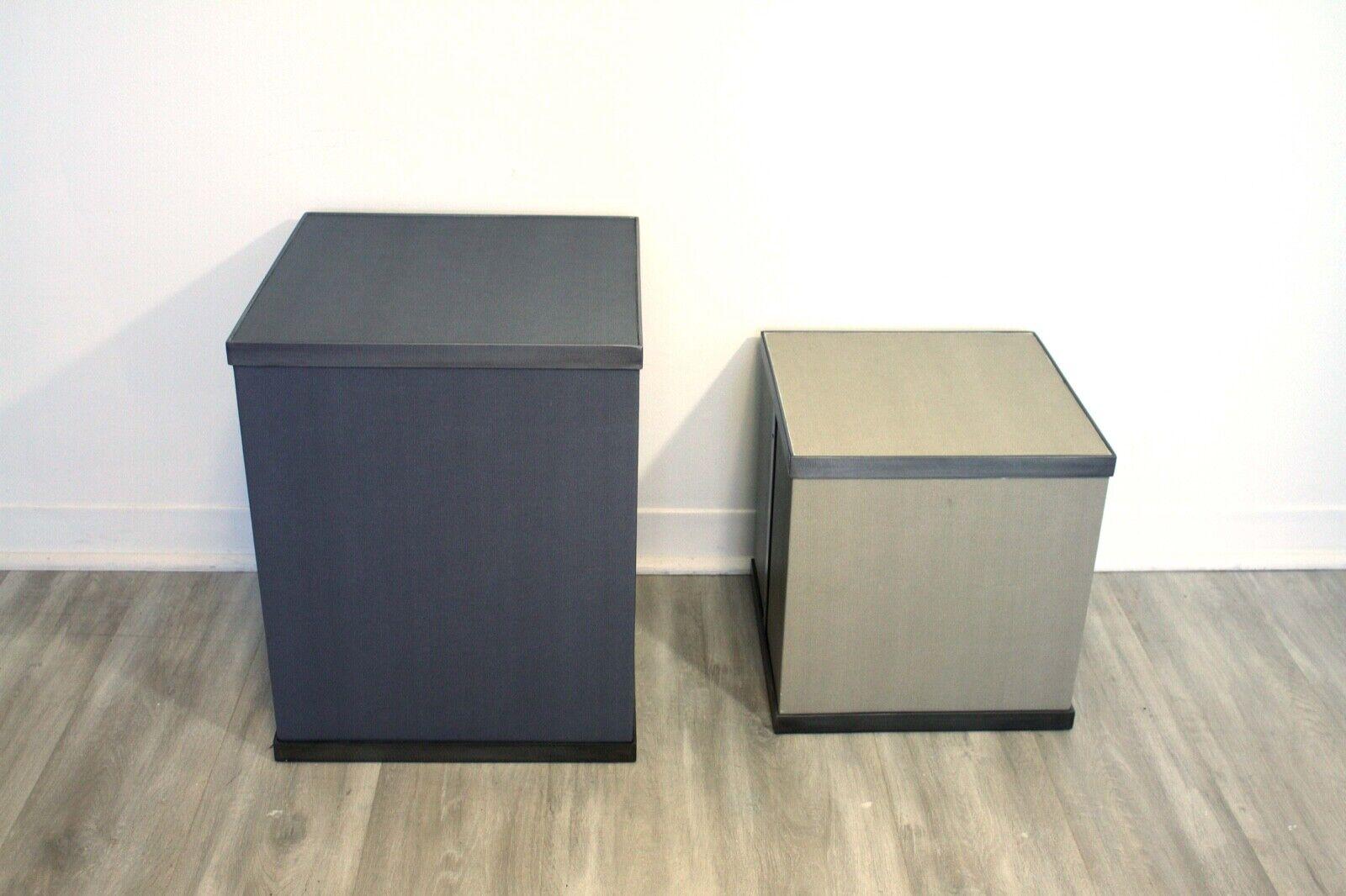 Contemporary Modern Pair of Kravet Rubell Cube Tables For Sale