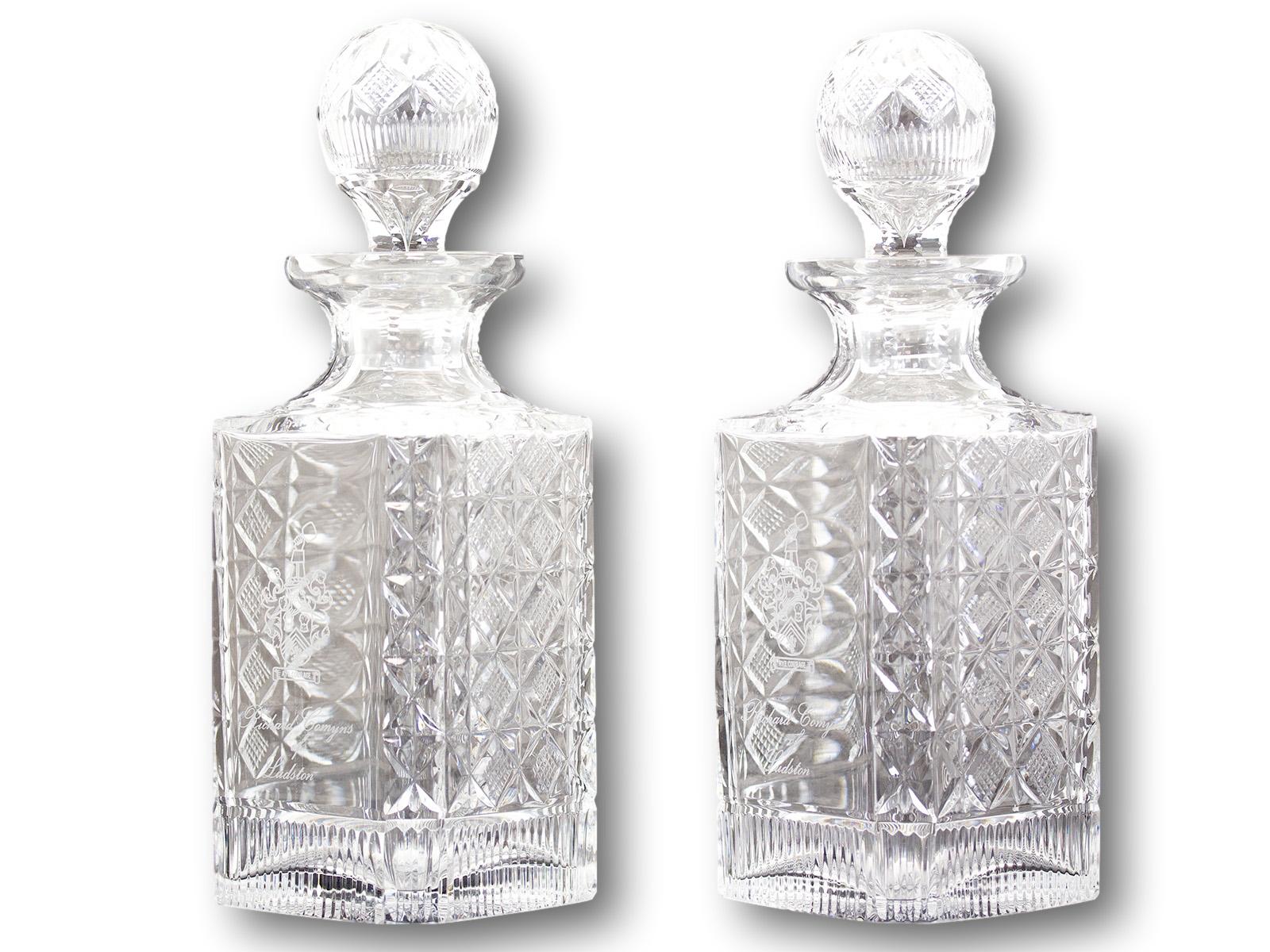Modern Pair of Magnum Glass Decanters For Sale 5