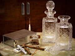 Modern Pair of Magnum Glass Decanters