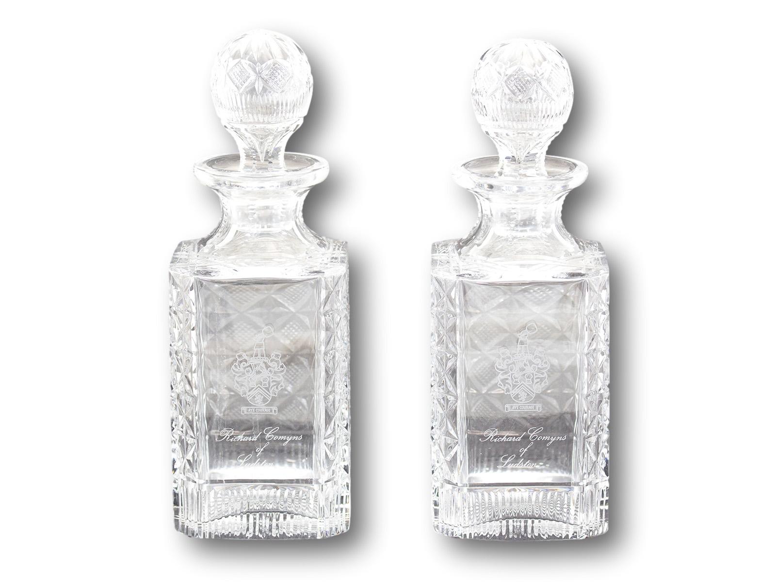 British Modern Pair of Magnum Glass Decanters For Sale