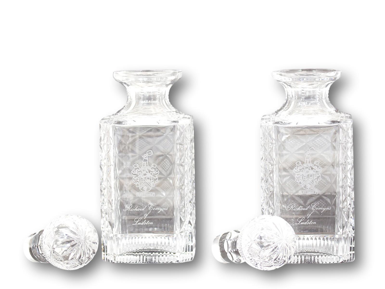 Modern Pair of Magnum Glass Decanters In Good Condition For Sale In Northampton, GB