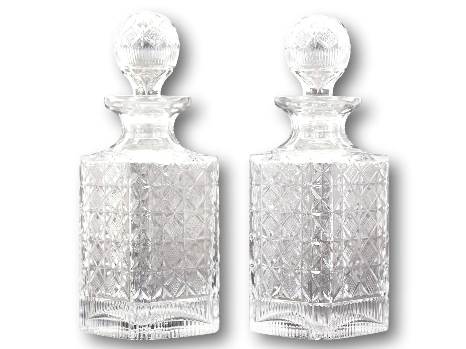 Modern Pair of Magnum Glass Decanters For Sale 1