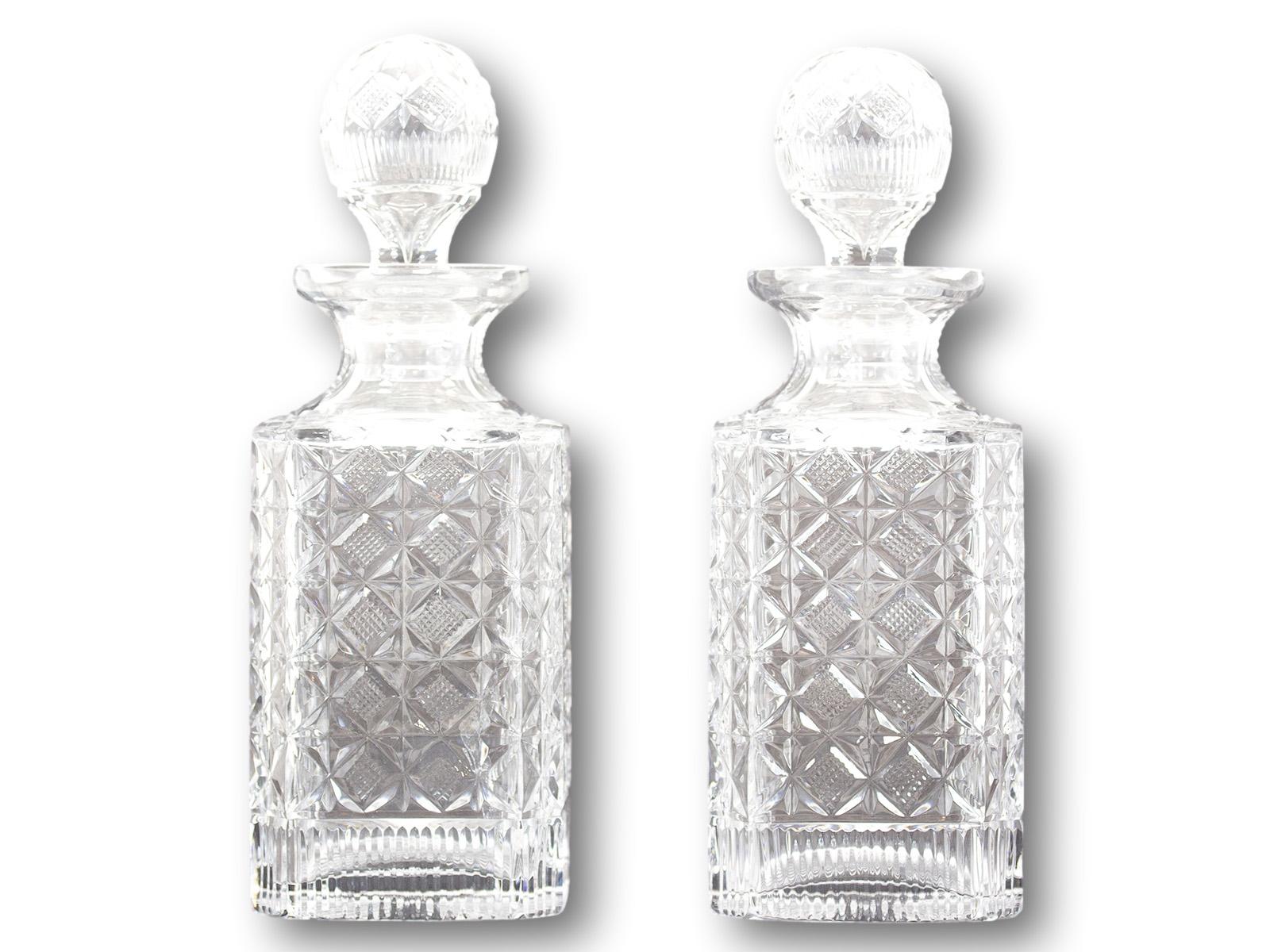 Modern Pair of Magnum Glass Decanters For Sale 2