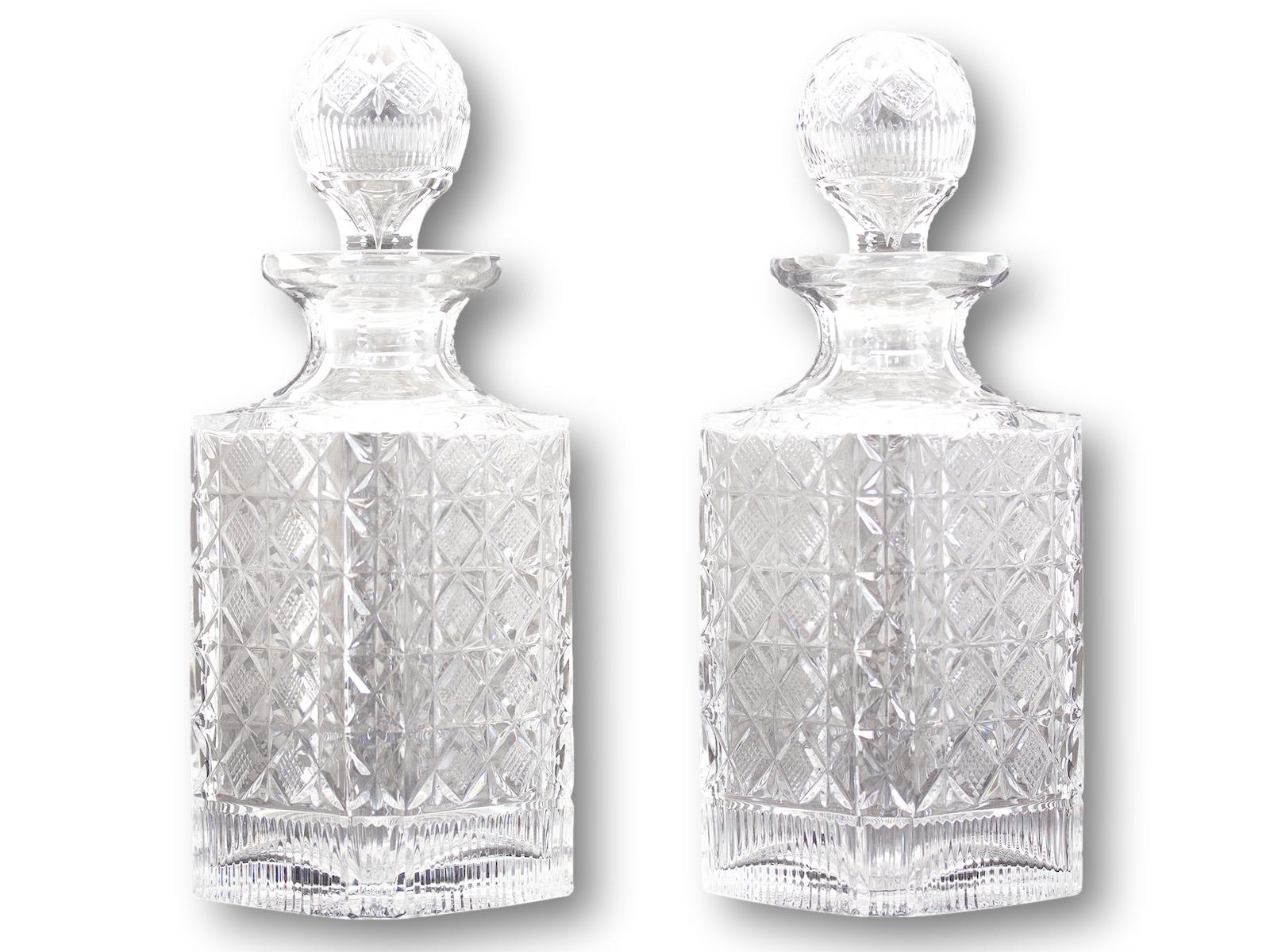 Modern Pair of Magnum Glass Decanters For Sale 3