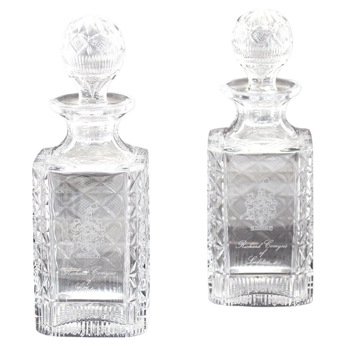 Modern Pair of Magnum Glass Decanters