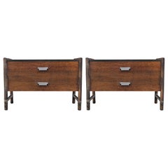 Modern Pair of McGuire Bamboo Nightstands or End Tables with Laminate Top