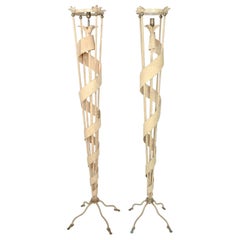 Style of James Mont Modern Fanciful Metal Torchiere Floor Lamps 1980s