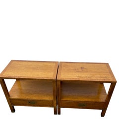 Modern Pair of Mid-Century Campaign End Tables by Baker
