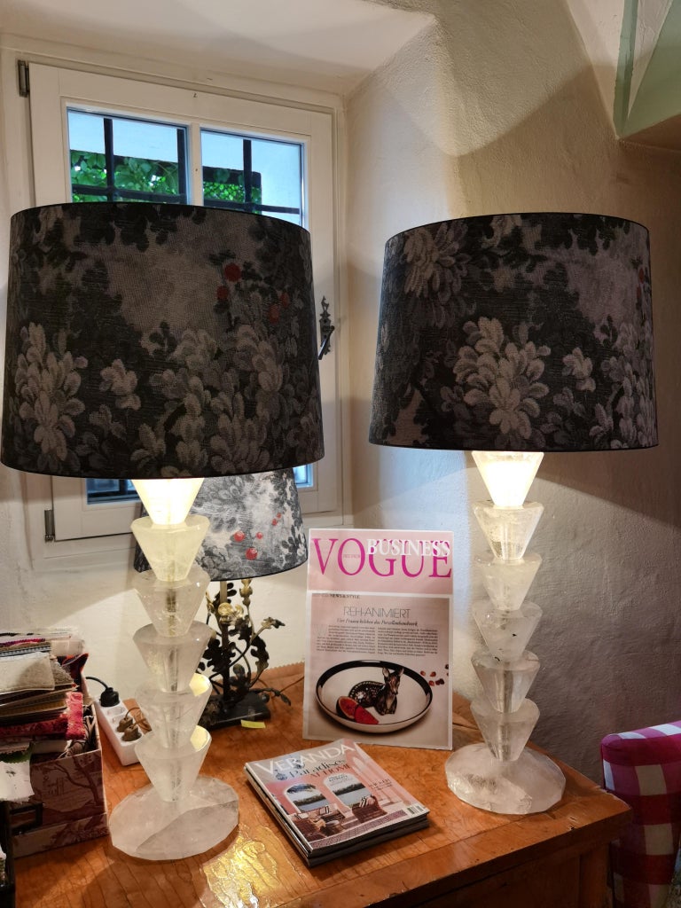 Modern Pair of Rock Crystal Table Lamps For Sale 3