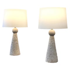 Modern Pair of Sculptural Stone Table Lamps, 1970s