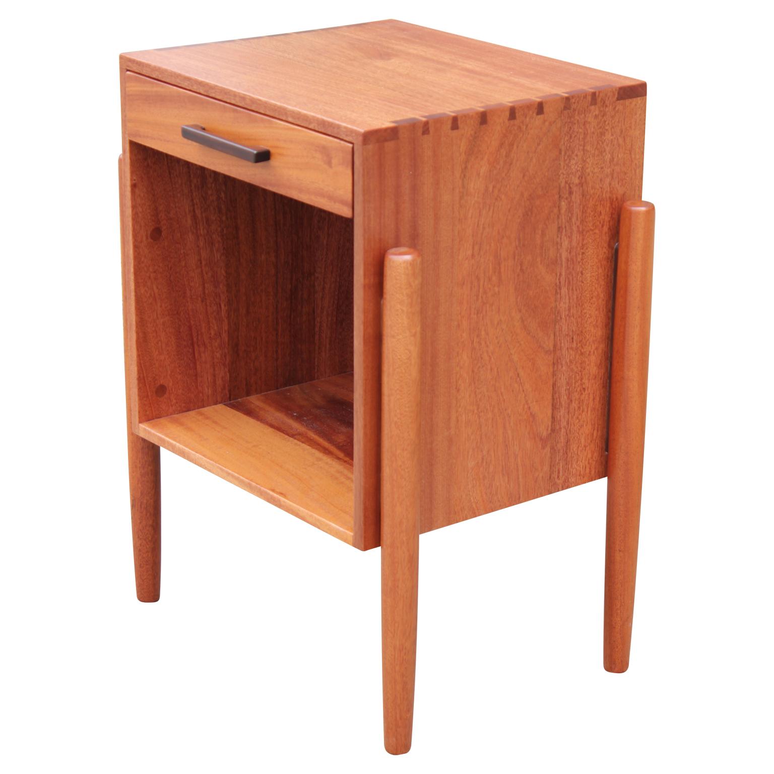 American Modern Pair of Studio Made Danish Style Walnut End Tables or Nightstands