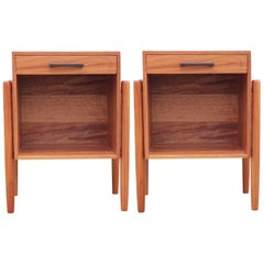 Modern Pair of Studio Made Danish Style Walnut End Tables or Nightstands