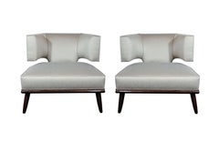 Modern Pair of Stylized Klismos Lounge Chairs
