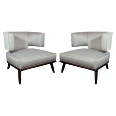 Vintage Modern Pair of Stylized Klismos Lounge Chairs