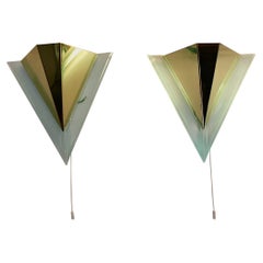 Modern Pair of Vintage Lucite Metal Sconce Triangle 1990s Germany