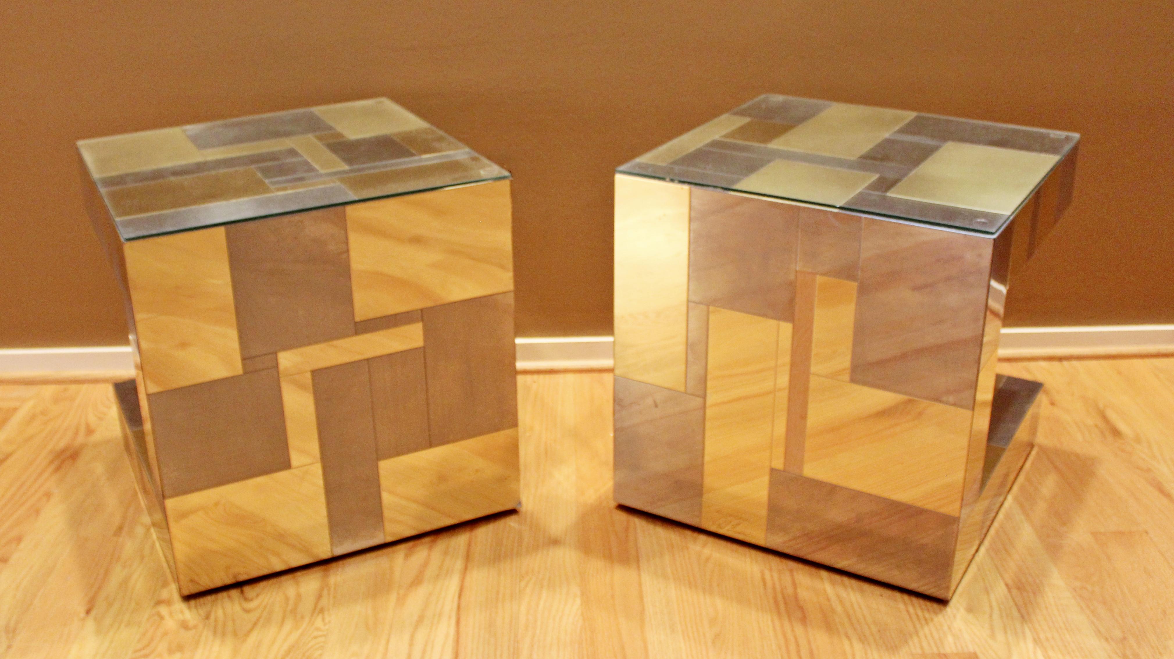 Modern Pair of Paul Evans by Brass Chrome Cityscape Nightstands Side End Tables 1