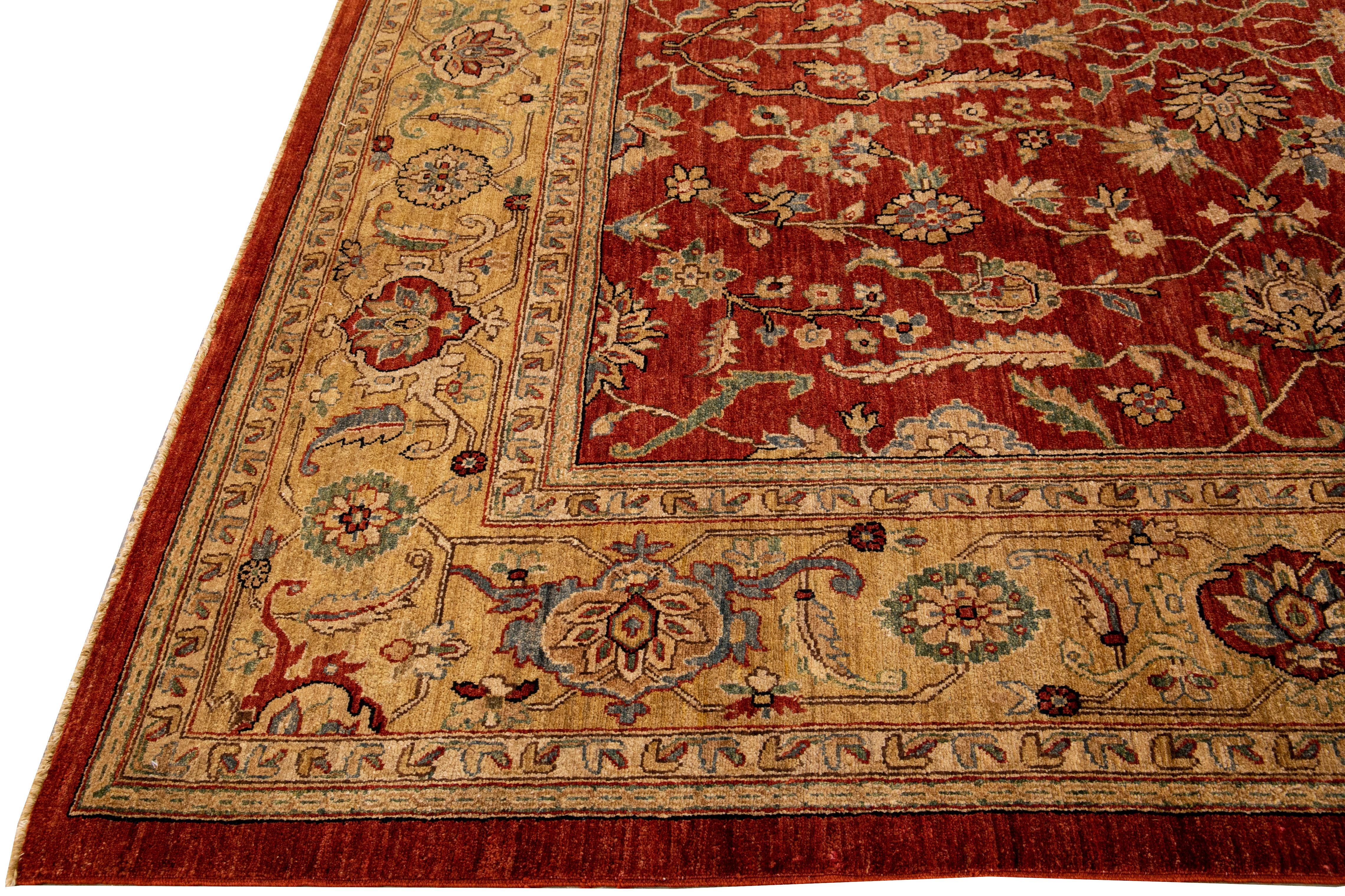 Afghan Tapis moderne Paki Peshawar fait à la main, Palmettes rouges en vente