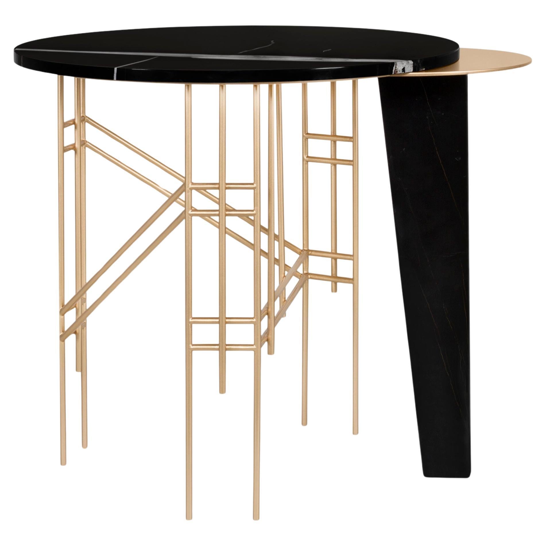 Modern Palafita Sahara Noir Marble Side Table, Handmade Portugal by Greenapple For Sale