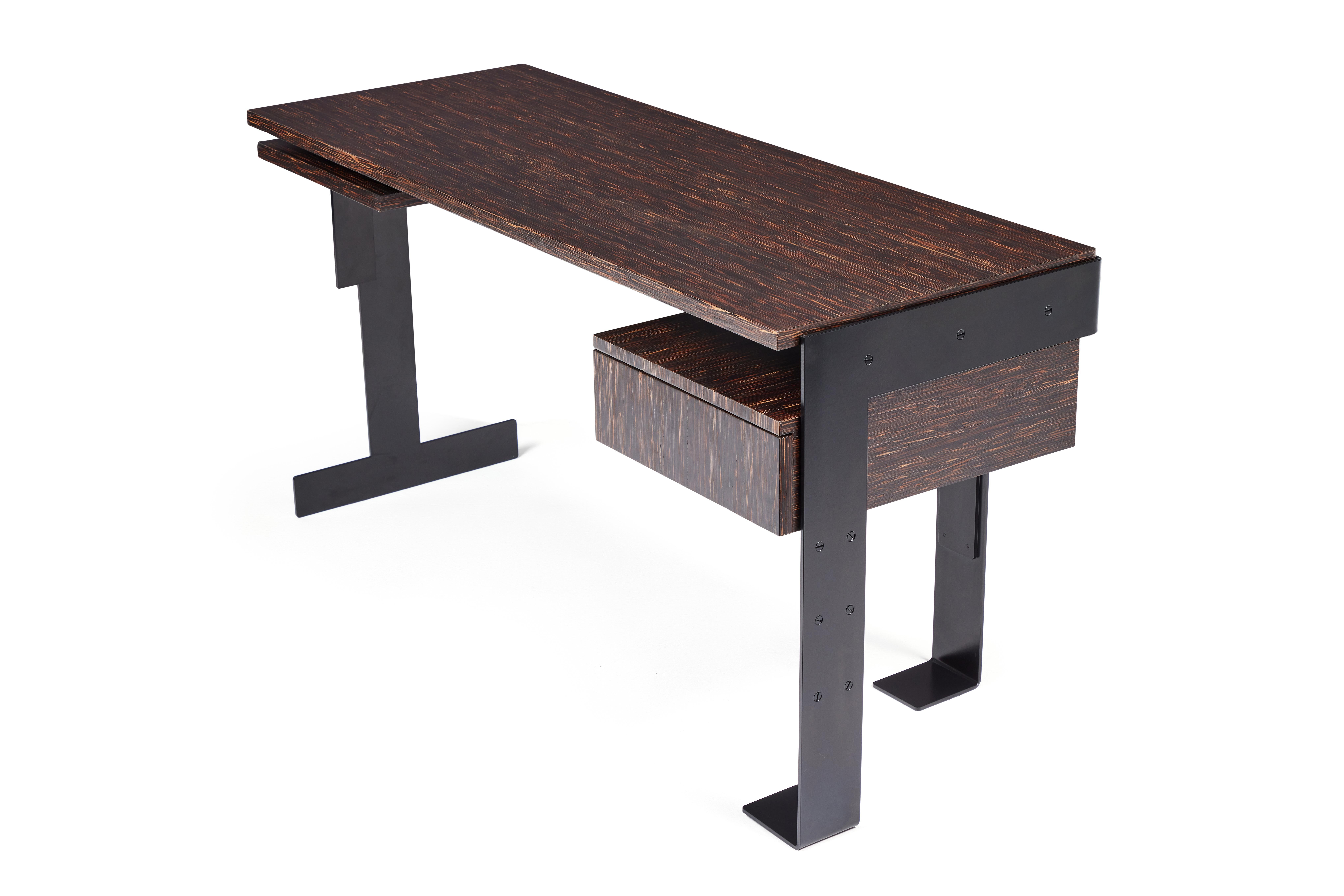 Modern Palmwood Desk in the style of Pierre Chareau In New Condition For Sale In Pasadena, CA