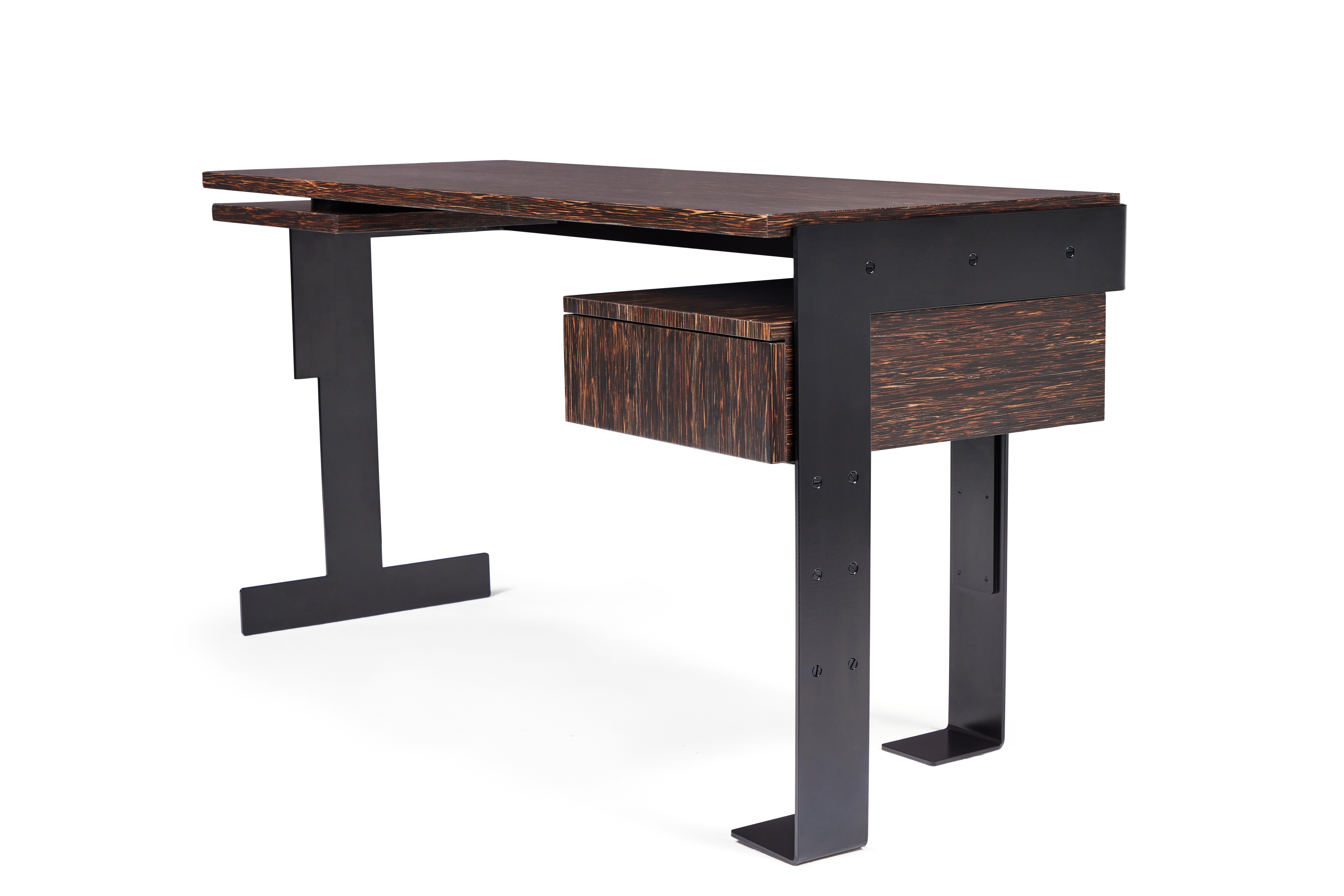 Contemporary Modern Palmwood Desk in the style of Pierre Chareau For Sale