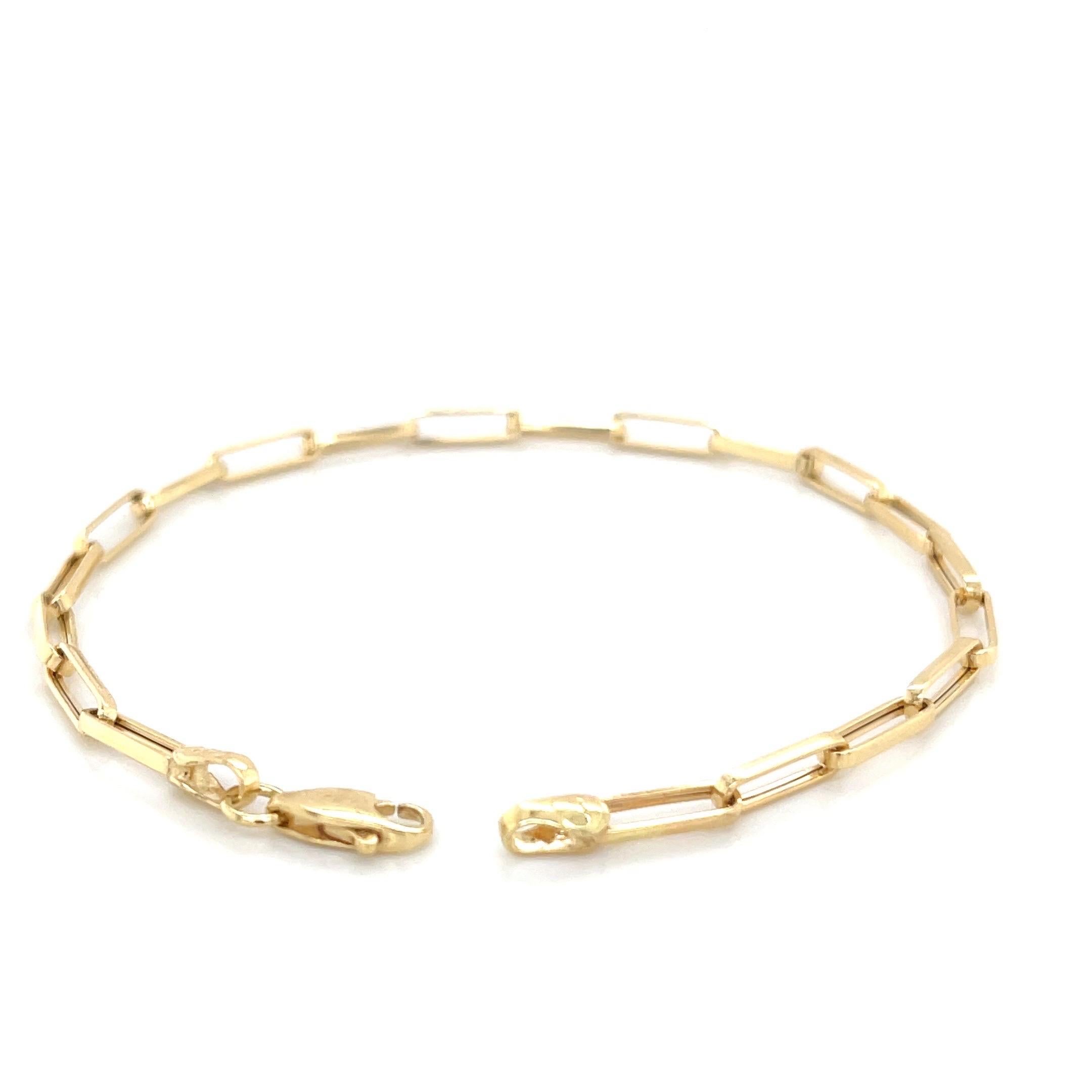 Bracelet chaîne moderne Paperclip en or 18 carats Neuf - En vente à Ridgefield, CT