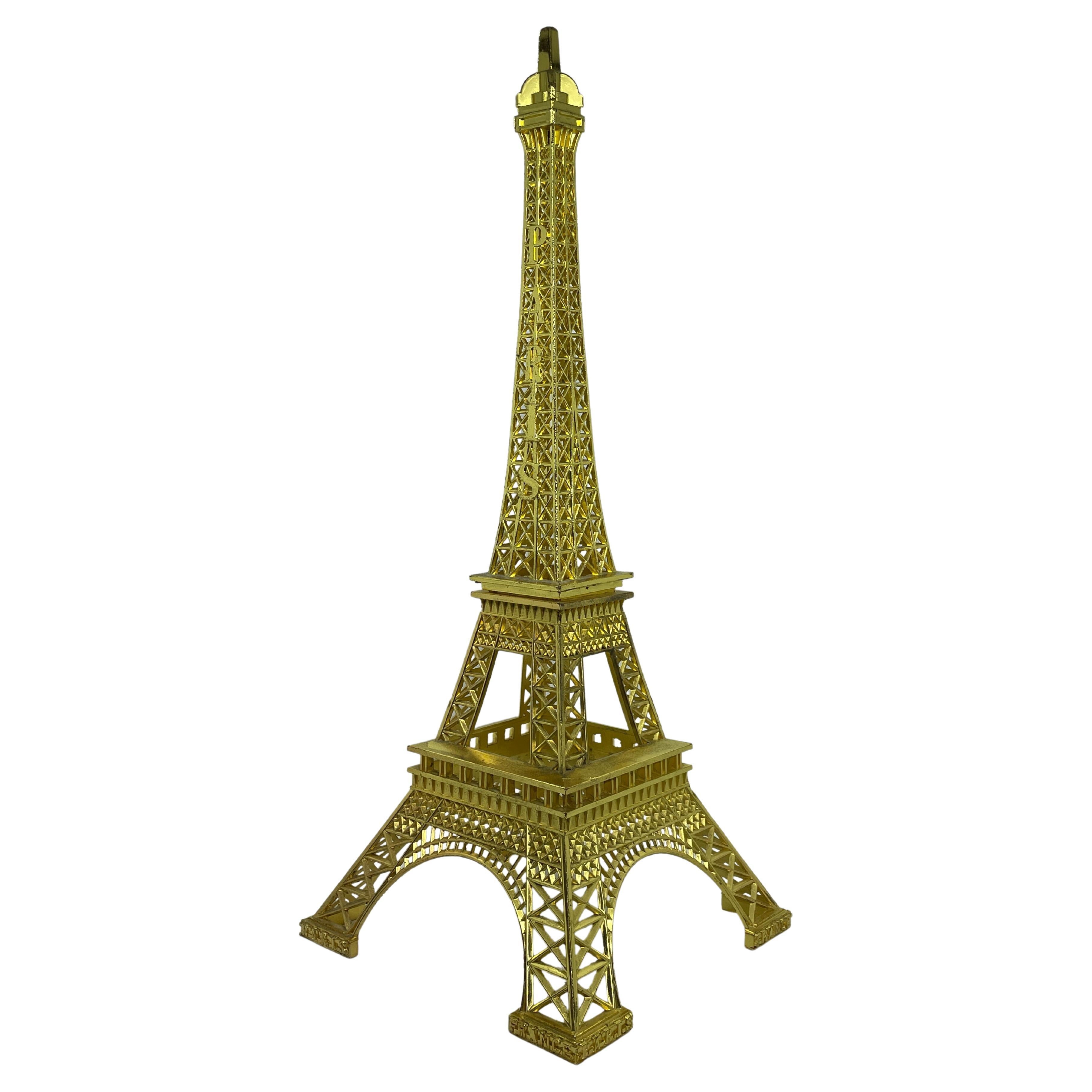 Modern Paris Eiffel Tower French Souvenir Building Metal, 1980s For Sale