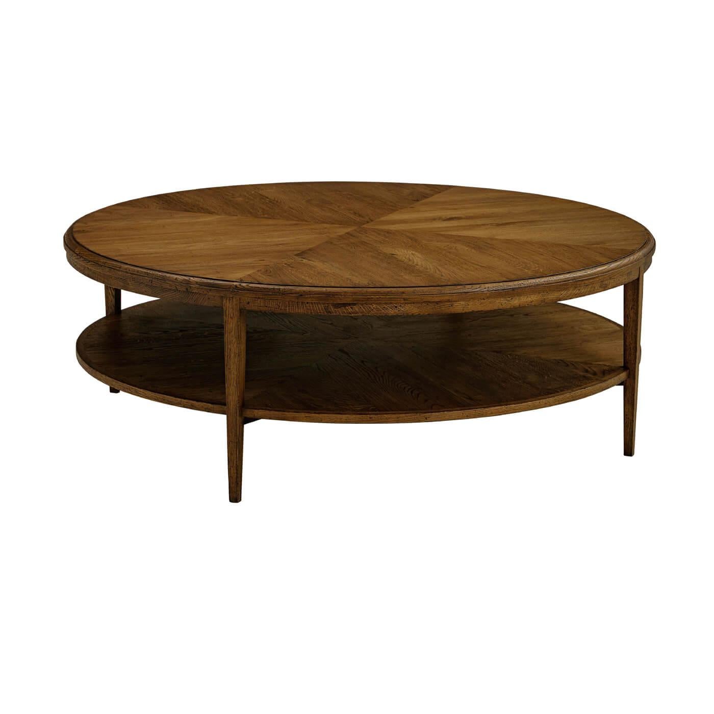 Moderne Table basse ronde en parquet Moderns - Oak Oak foncé en vente