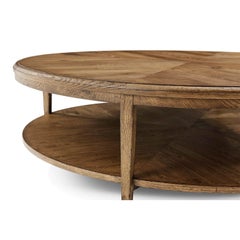Modern Parquetry Round Coffee Table, Light Oak