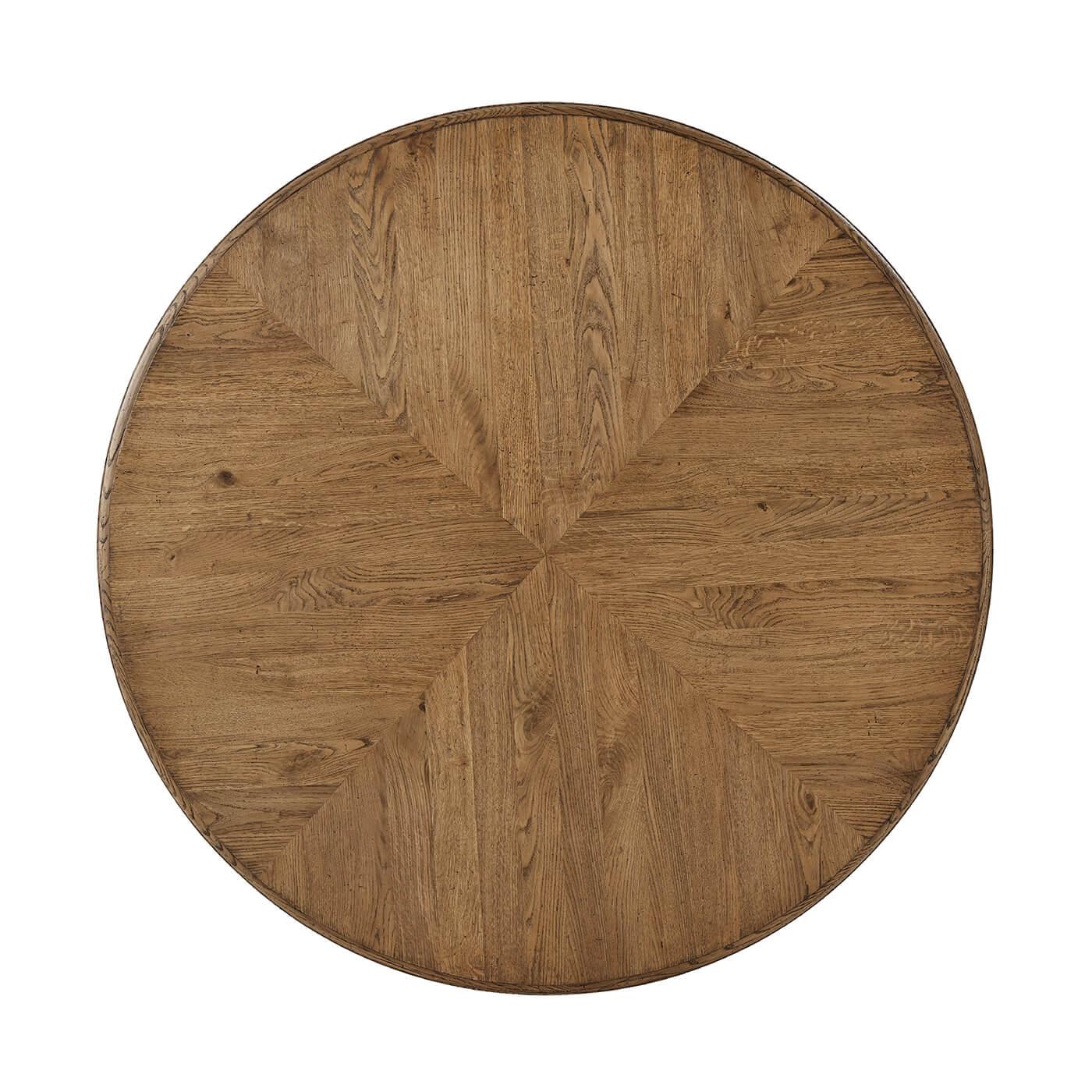 Modern Parquetry Round Coffee Table, Light Oak In New Condition For Sale In Westwood, NJ