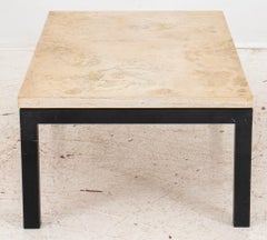 Modern Parsons Travertine Steel Low Table