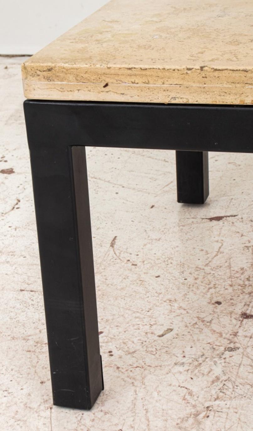 Modern Parsons Travertine Steel Low Table 1