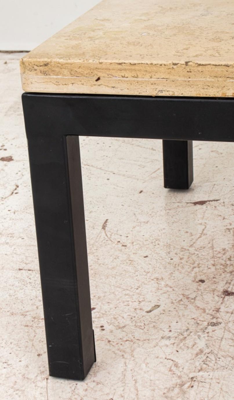 Modern Parsons Travertine Steel Low Table 1