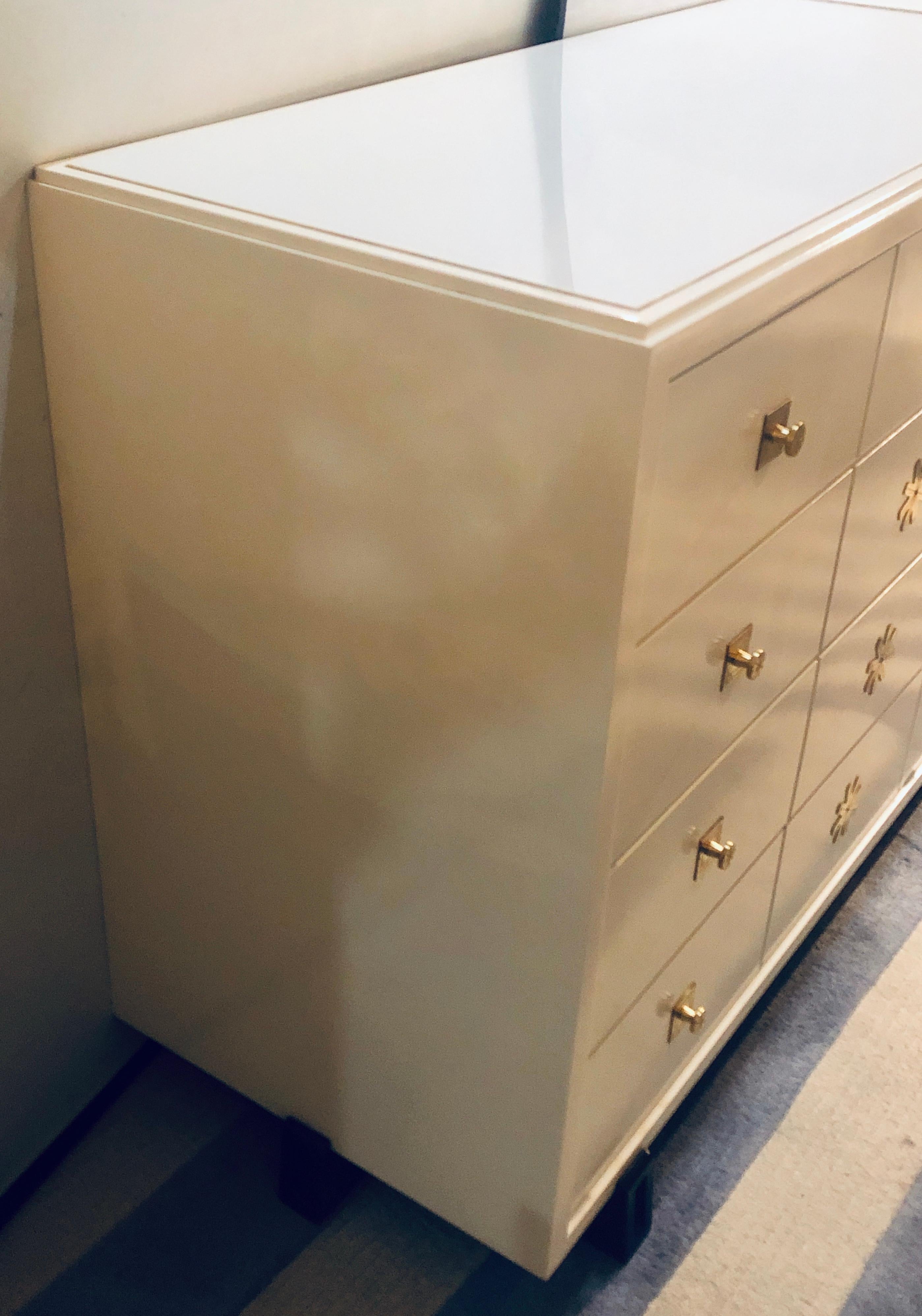 Modern Parzinger Originals Stamped Sideboard Dresser White Lacquered 3