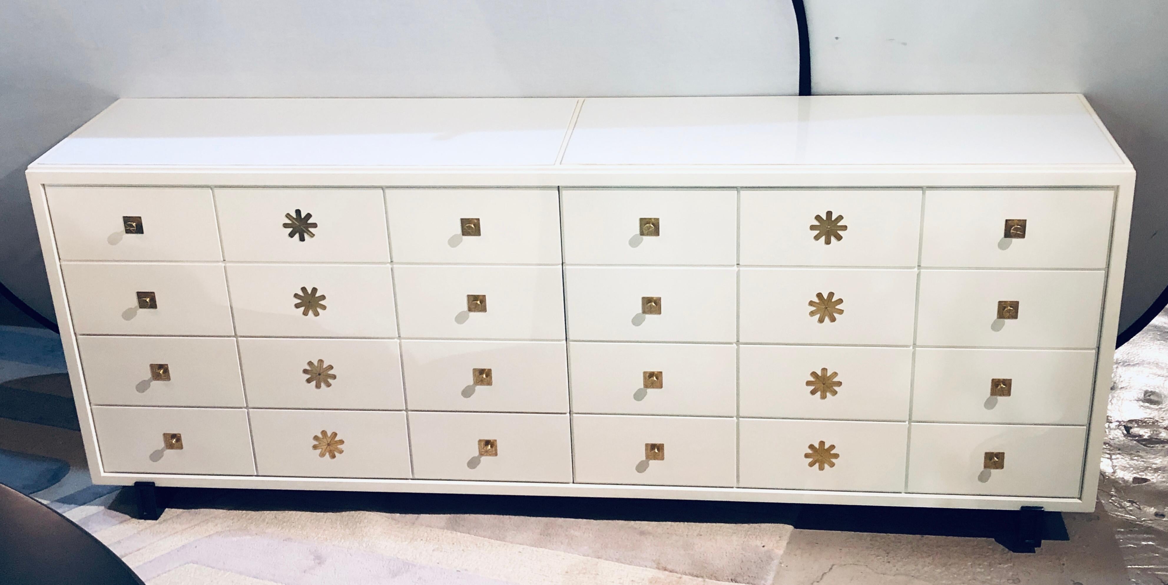 Modern Parzinger Originals Stamped Sideboard Dresser White Lacquered 5