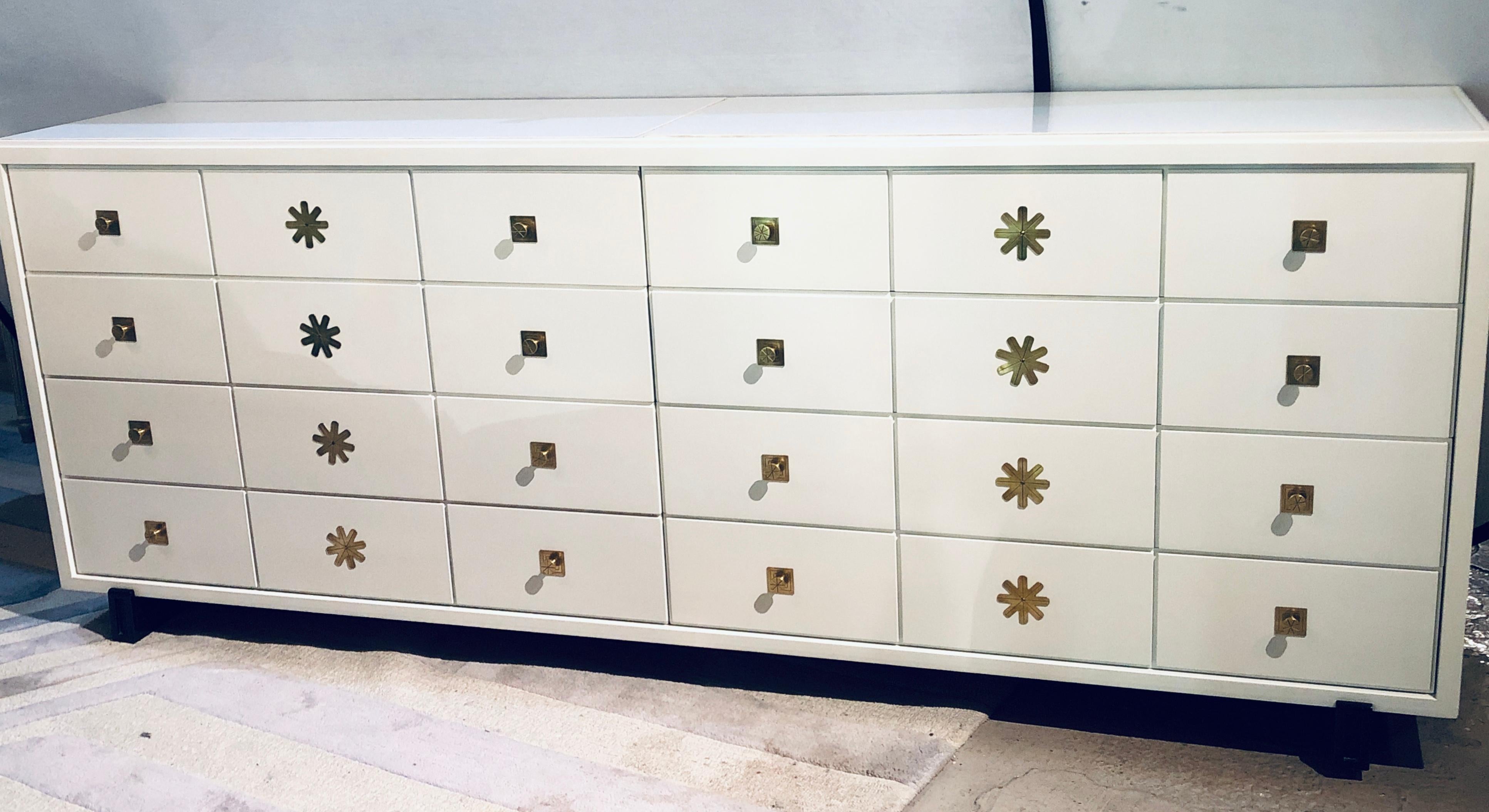 Modern Parzinger Originals Stamped Sideboard Dresser White Lacquered 6
