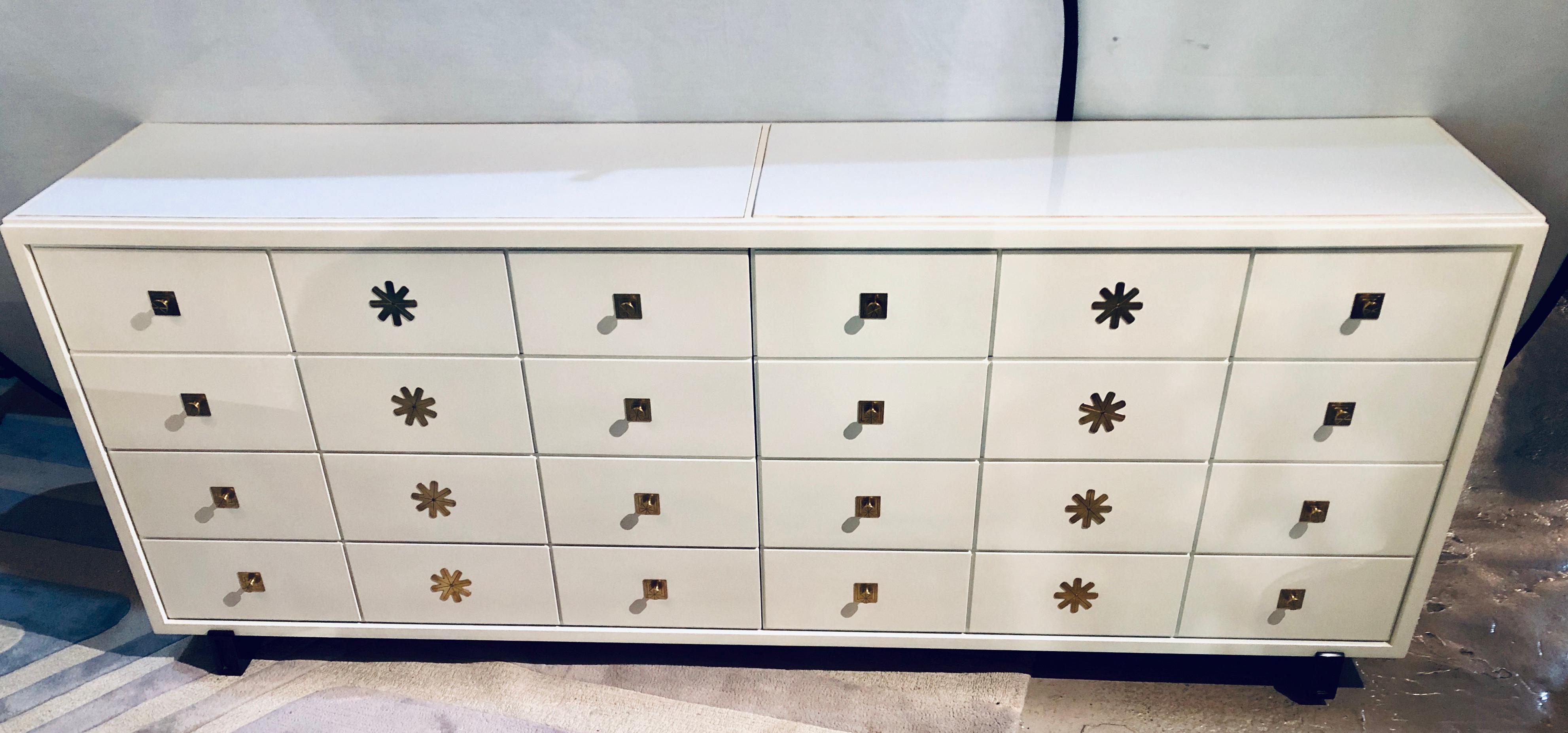 Modern Parzinger Originals Stamped Sideboard Dresser White Lacquered 8