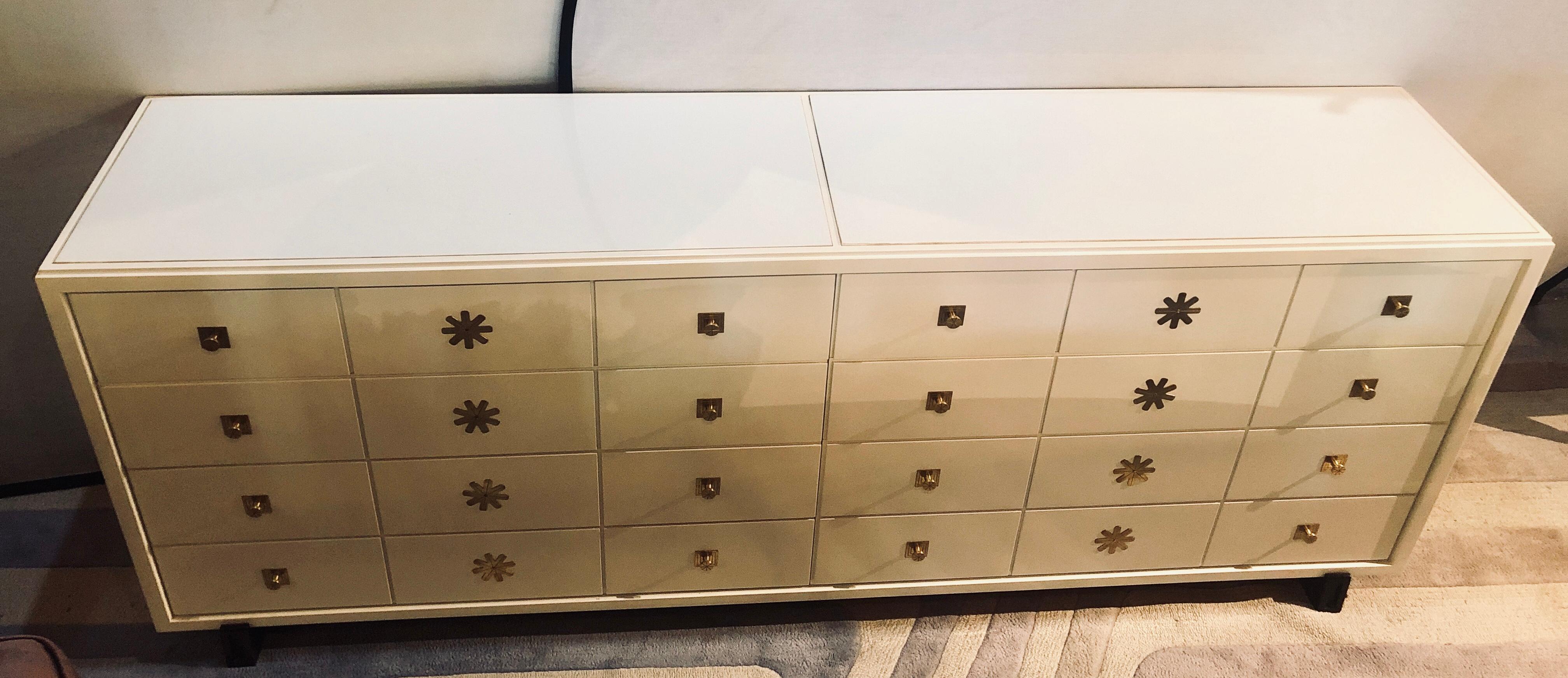 Mid-Century Modern Modern Parzinger Originals Stamped Sideboard Dresser White Lacquered