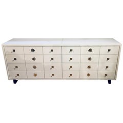 Modern Parzinger Originals Stamped Sideboard Dresser White Lacquered