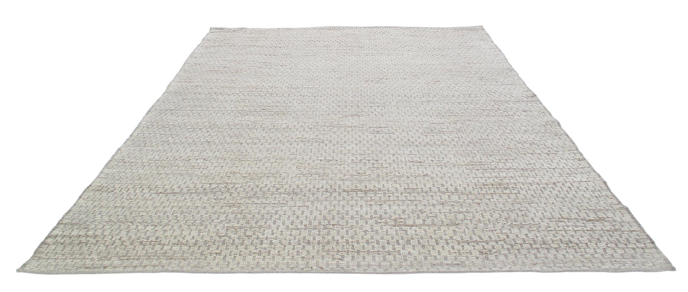 Hand-Knotted Modern Pashmina Transitional Grey Wool Rug  For Sale