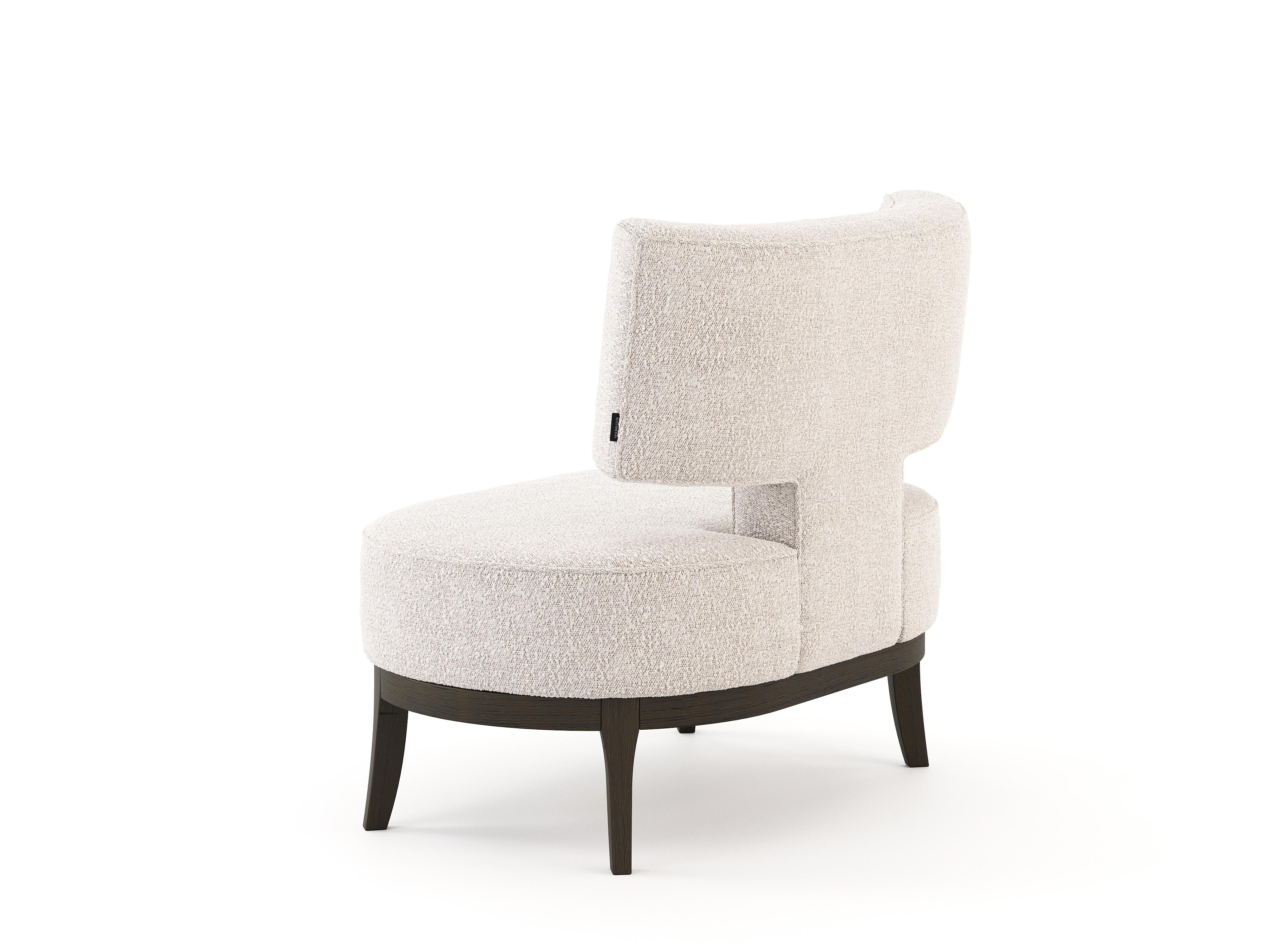 Portuguese Modern Passione Armchair Made with Bouclé and Oak by Stylish Club For Sale