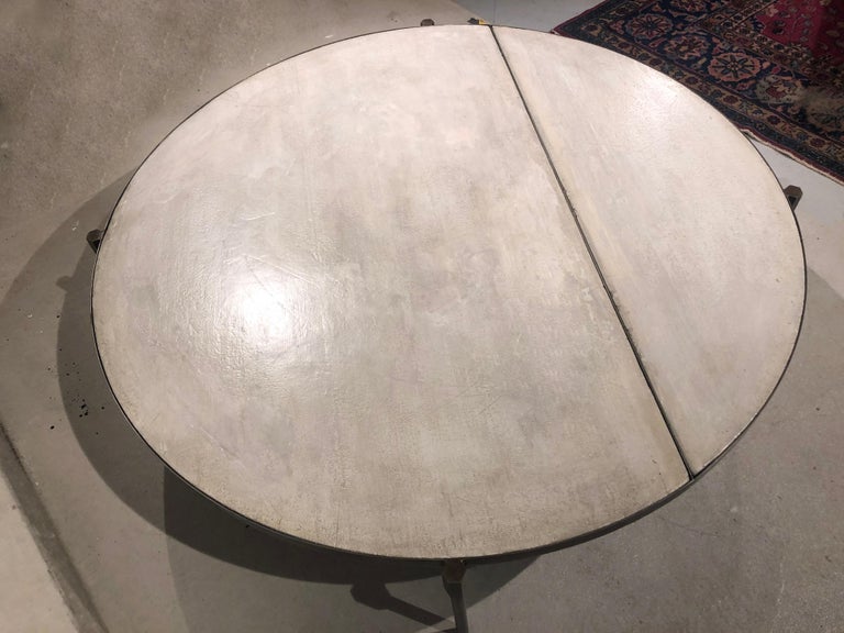 Contemporary Modern Patinated Brass and Concrete Top Coffee Table For Sale
