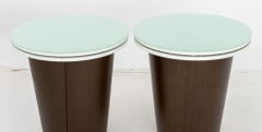 Modern Patinated Metal & Wood Glass Top Tables, 2