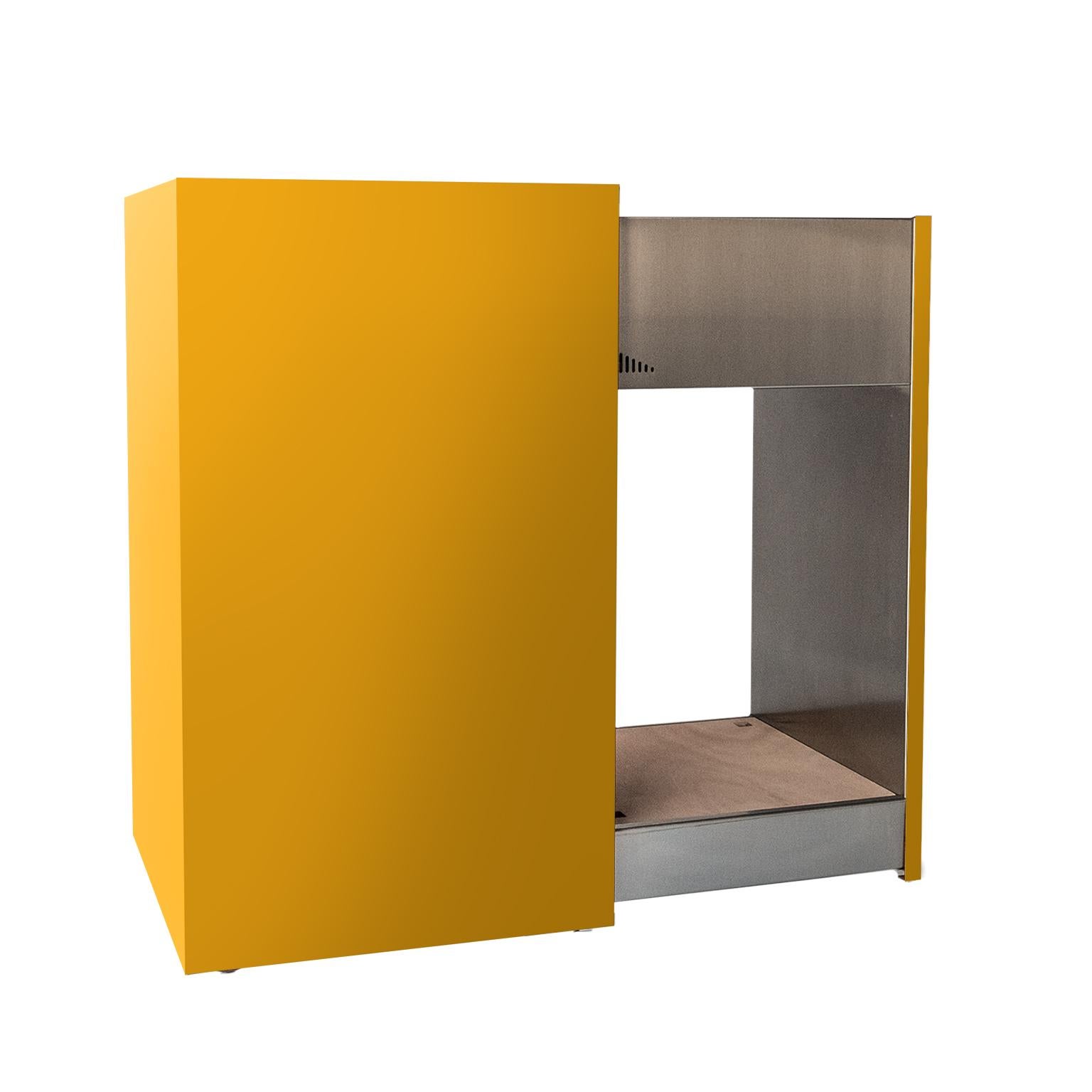 Modern Patio Charcoal Barbecue with Sliding Grills, Snail Mono Vision Yellow In New Condition For Sale In Palermo, IT
