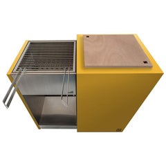 Modern Patio Charcoal Barbecue with Sliding Grills, Snail Mono Vision Yellow