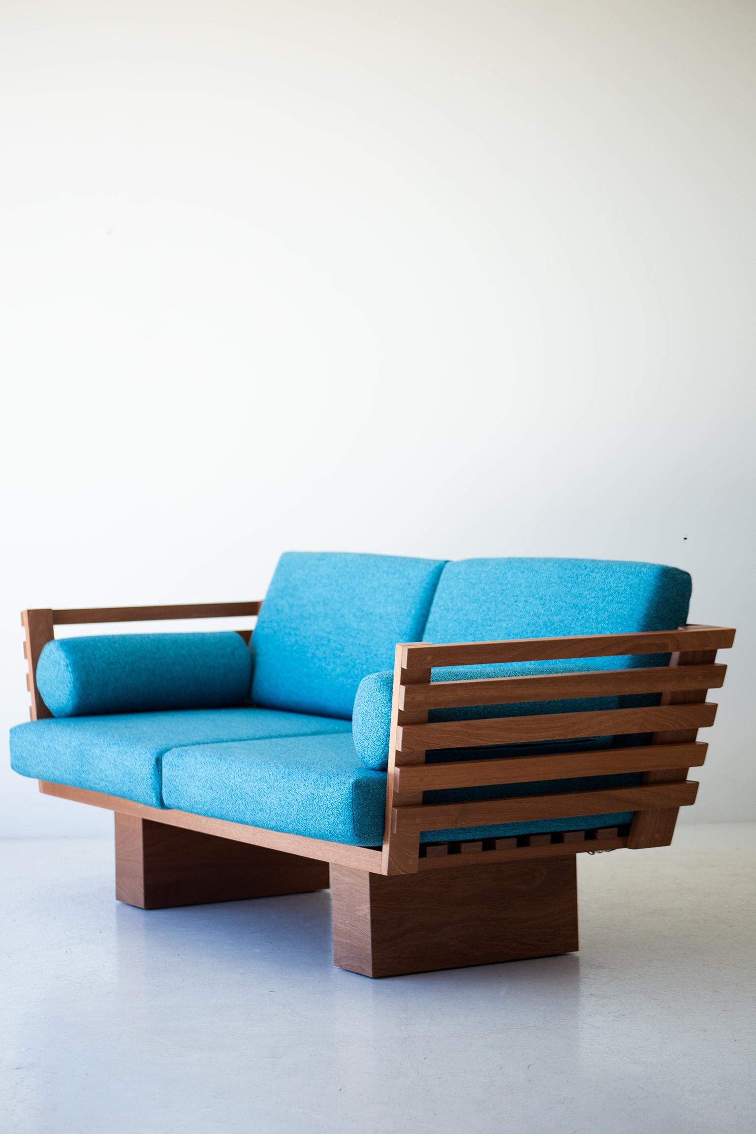 Modern Patio Furniture, Suelo Slatted Loveseat For Sale 7